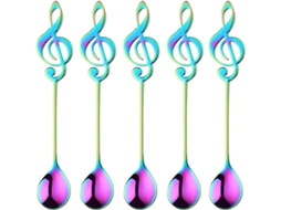 Colheres de Sobremesa Mini com Símbolo Musical, 15,5 Cm, Aço Inoxidável 430, Coloridas, Seguro para Lavavajillas