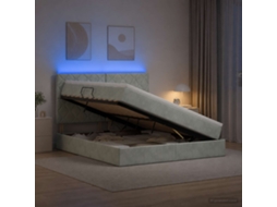 Vidaxl Cama De Armazenamento Led Com Colchão Cinzento-claro