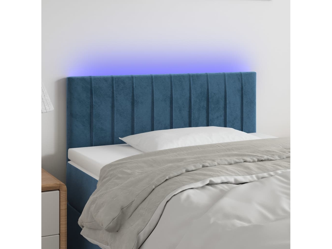 Cabecero de terciopelo con luces LED 100x5x78/88cm Azul Oscuro