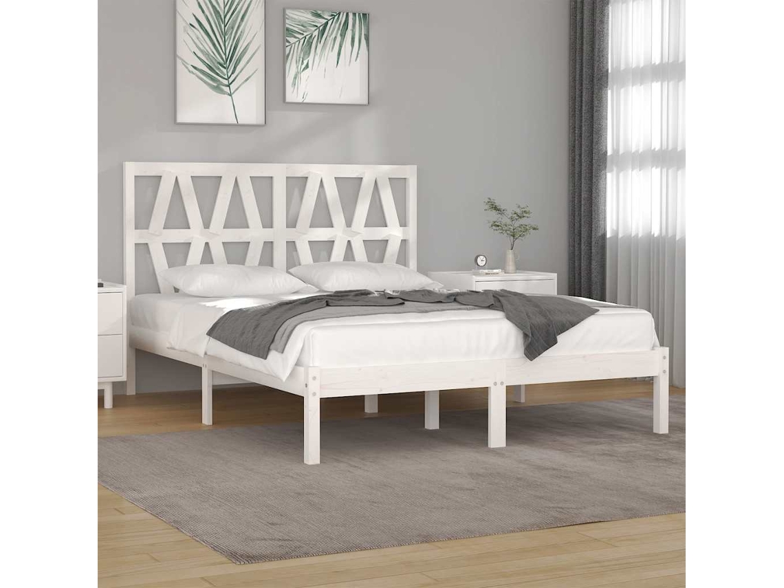 Vidaxl Estrutura De Cama 120x200 Cm Pinho Maciço Branco