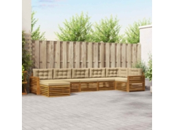 Vidaxl Conjunto De Sofás Para Exterior 7 Unid. Natural E Bege