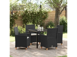 Vidaxl Conjunto de Jantar para Jardim 5 Pcs Preto Vime Pe