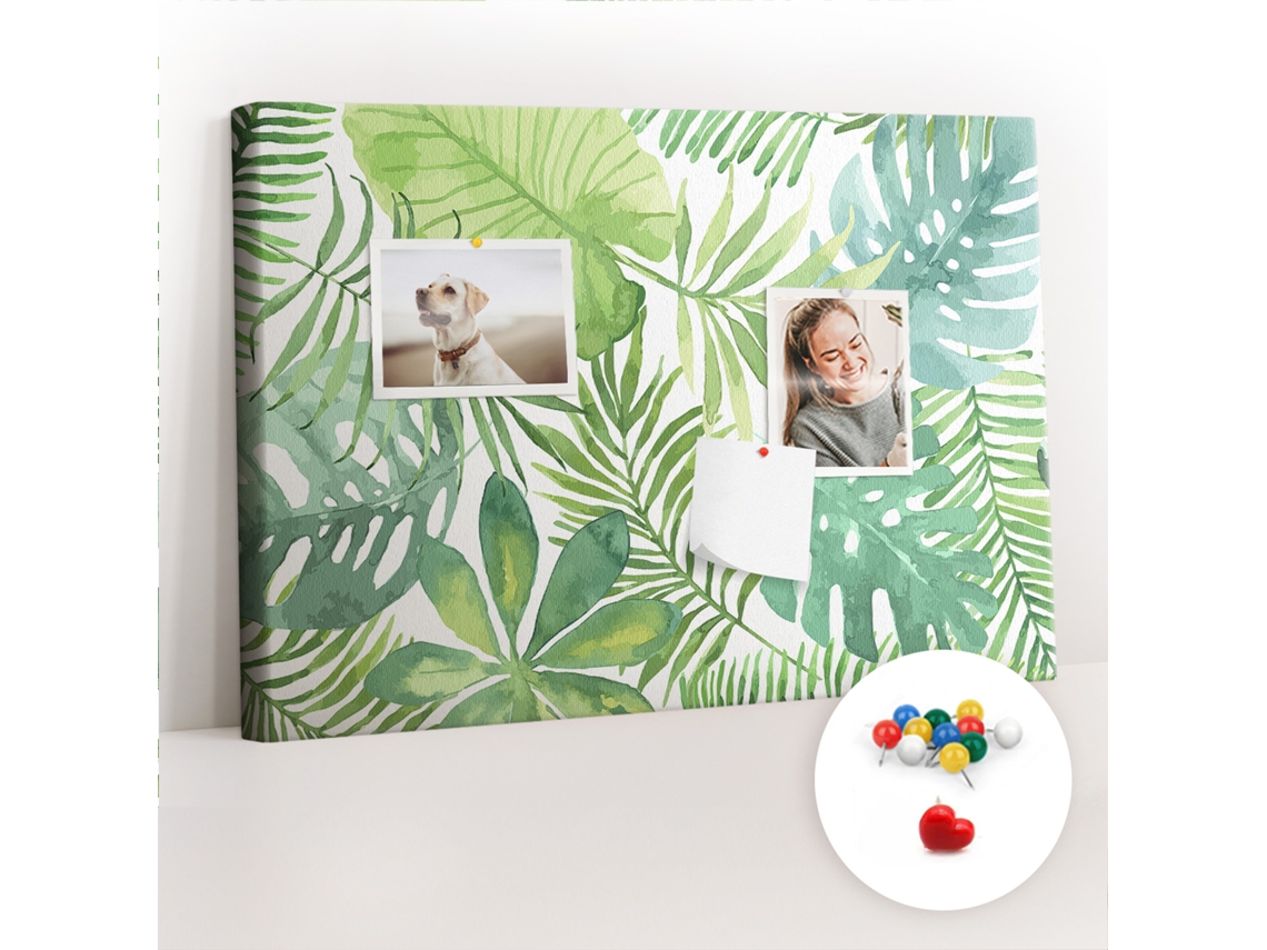Lousa De Cortiça Folhas Tropicais Para O Corredor Espelharte (60x40 Cm)