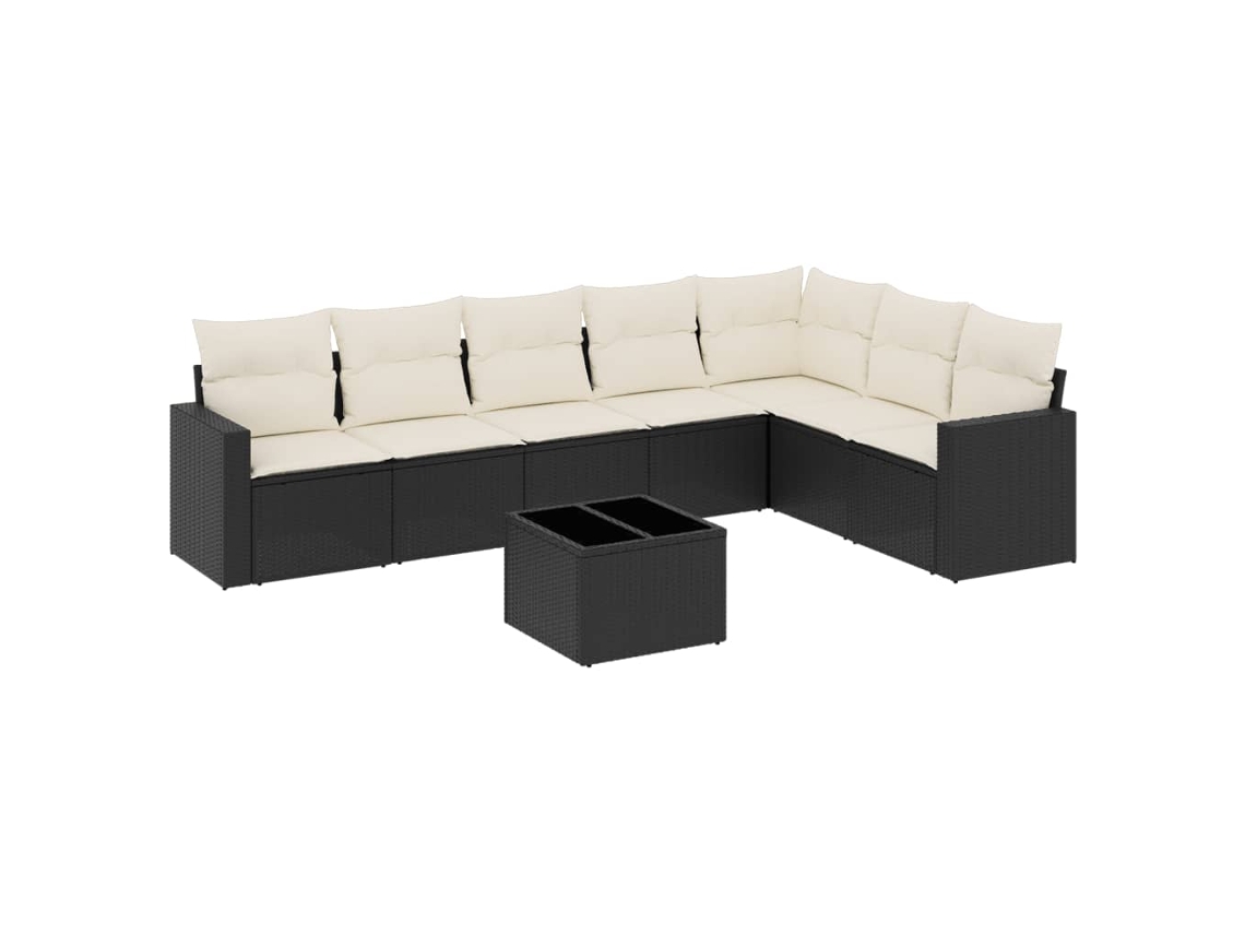 Maison Exclusive - 8 Pcs Conjunto Sofás De Jardim Com Almofadões Vime Pe Preto
