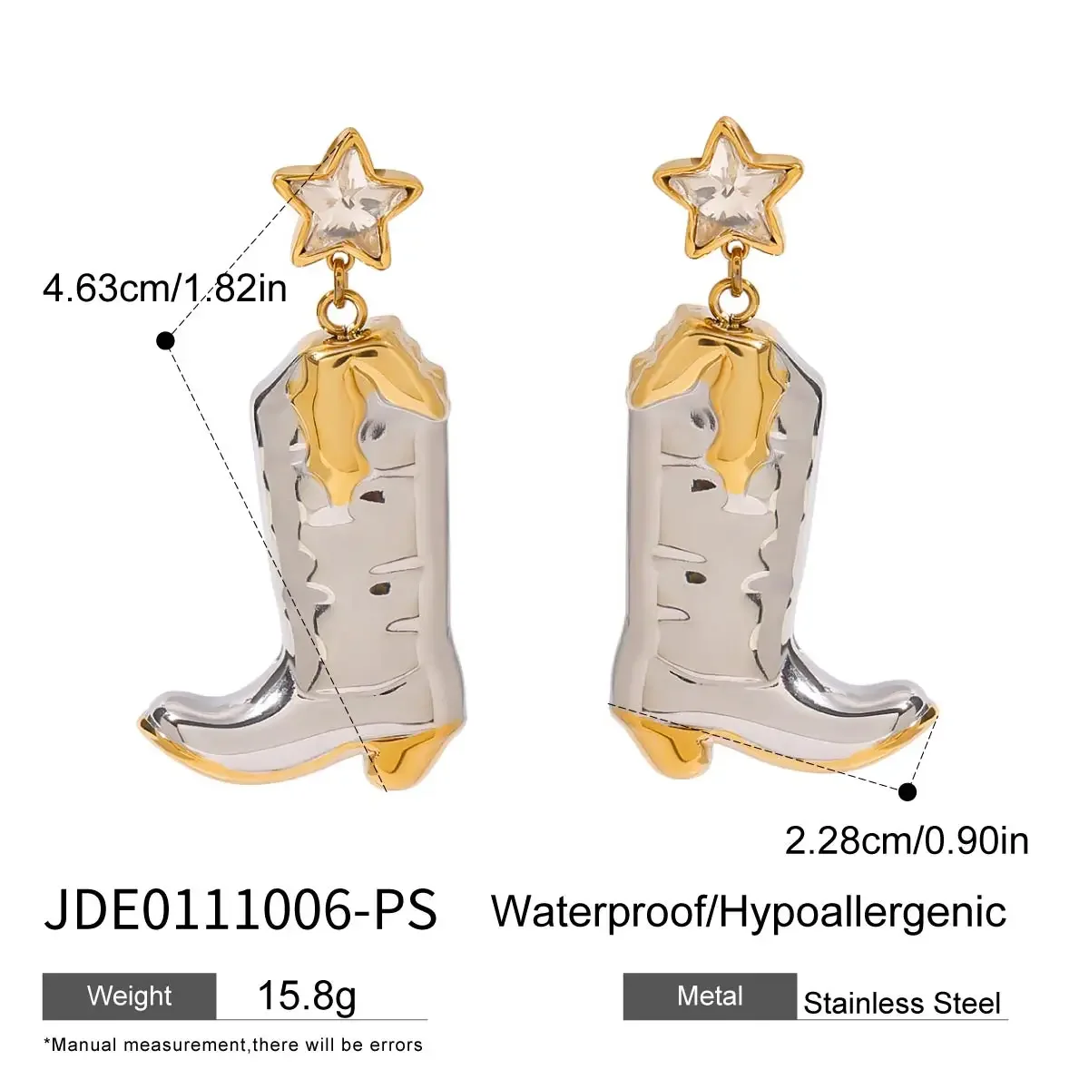 Colar E Brincos Com Pingente De Bota Em Formato De Estrela, Uma Peça Elegante E Sofisticada Que Chama A Atenção.