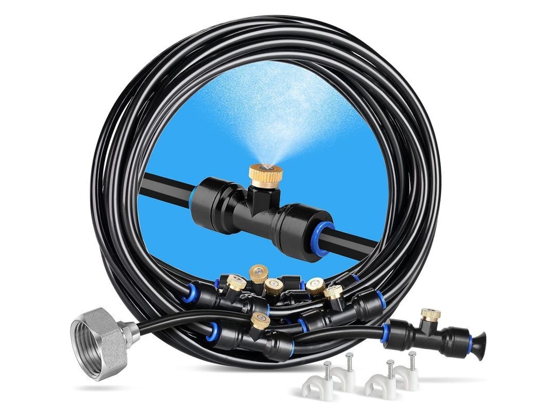 Sistema de névoa para jardim com 7 boquilhas e adaptador de latão S/MARCA