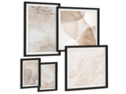 Quadros Decorativos Para Parede Gráficos Elegantes De Plantas Moldura Preta Pinturas De Quarto Espelharte (conjunto De 5 Imagens)
