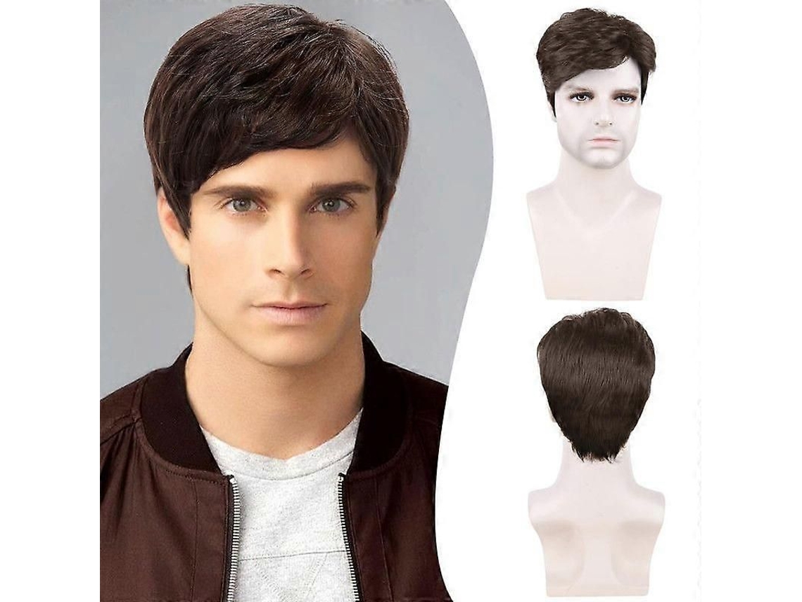 Peruca Masculina Curta, Peruca Masculina em Camadas, Peruca Sintética Natural e Volumosa para TAISHENGDA