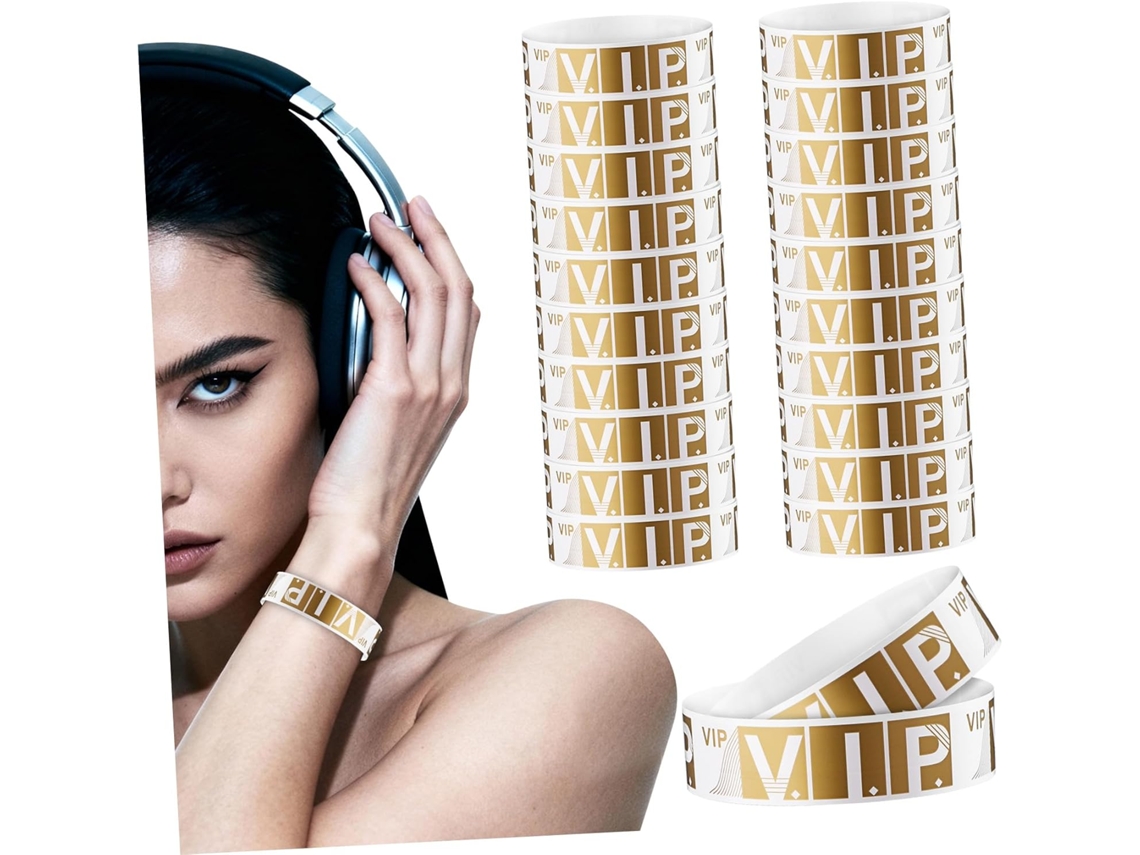 100 Pulseiras Vip para Eventos, Papel Sintético Feitas, Prova D Água, Compressão Nítida E Ingressos, Para Shows