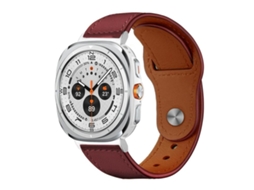 Bracelete para Samsung Galaxy Watch Ultra Couro Genuíno com Fivela Rebitada Vermelho Espinheiro XIAOMOYU (47mm)
