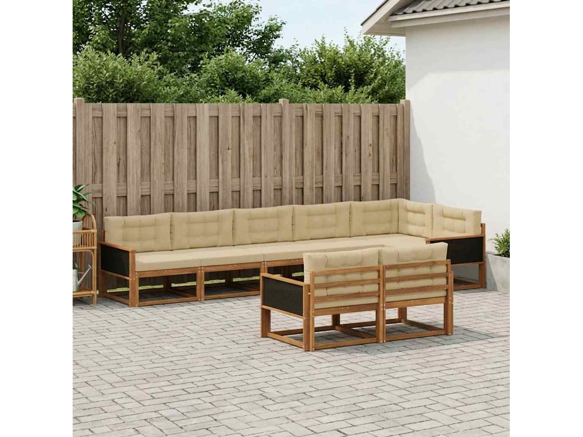 Vidaxl Conjunto De Sofás Para Exterior 8 Unid. Natural E Bege