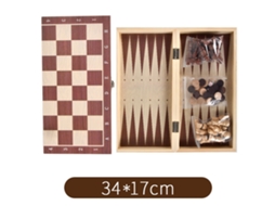 Business conjunto de Xadrez Madeira 3 em 1 com Damas e Backgammon Portátil para Adultos e Crianças