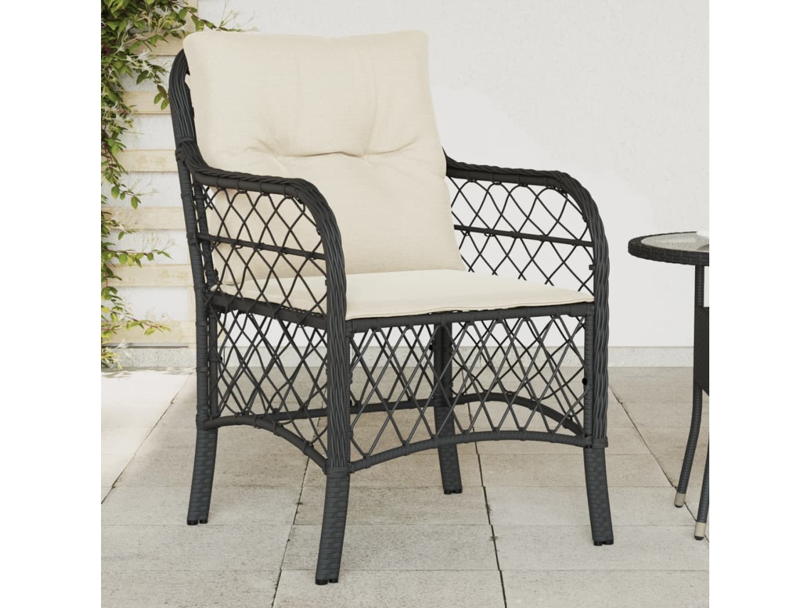 Cadeiras De Jardim Com Almofadões 2 Pcs Vime Pe Preto Dkd Home Decor