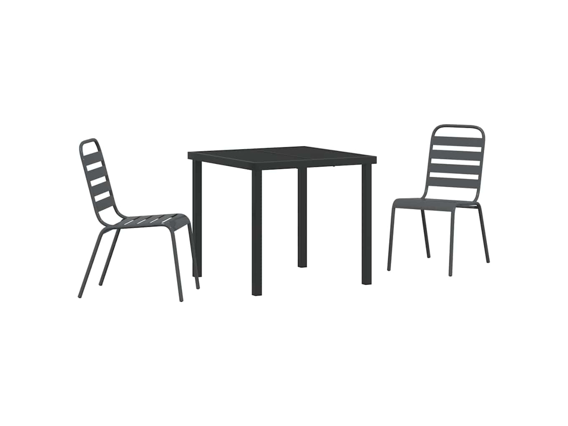 Conjunto de Móveis de Jardim HARLANV1 com 3 Pcs para Refeição Antracite
