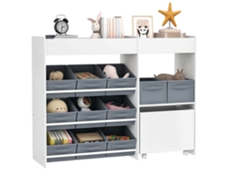 Organizador de brinquedos com 11 cestos de tecido, armário e prateleiras 105x30x80cm branco S/MARCA