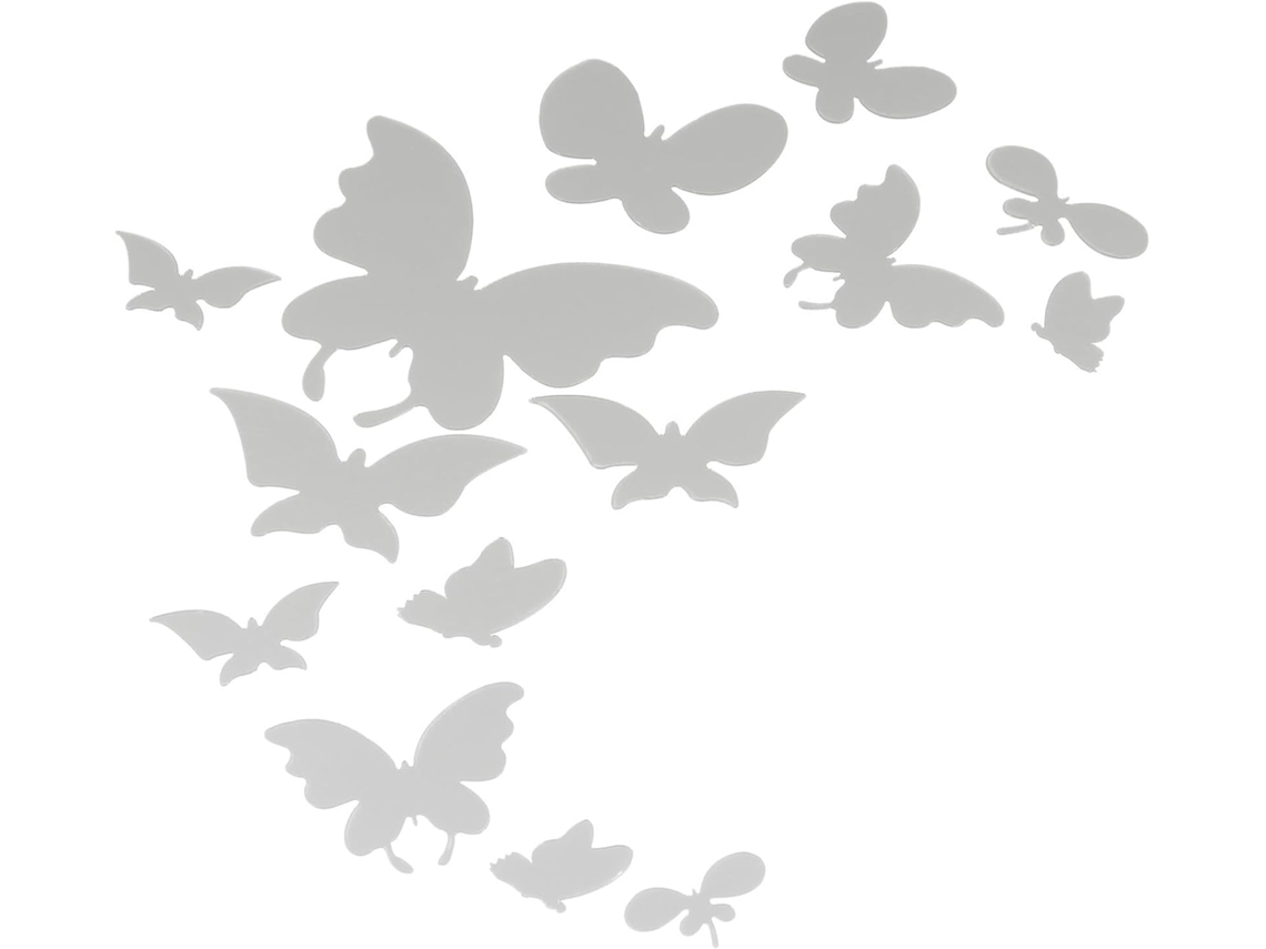 Adesivos De Parede Em Acrílico Espelhado Prateado Com Estampa De Borboleta.