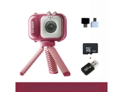 Yizhood 4800mAh 24 polegadas HD Mini Câmera Digital para Crianças com Tripé 32g Rosa