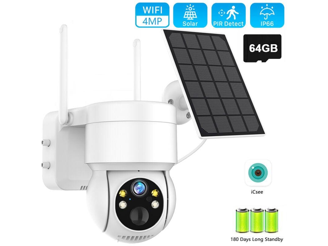 Câmera De Vigilância Solar Externa Wifi Ptz 1080p Pir Com Detecção Humana E Bateria Recarregável De 7800mah Com Cartão Sd De 64g Ehstmind