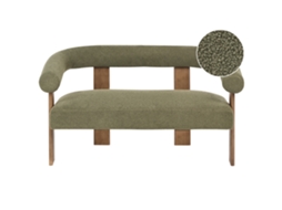 Sofá De 2 Lugares Beliani Ilbro De Bouclé Verde/castanho Escuro 138x68x76