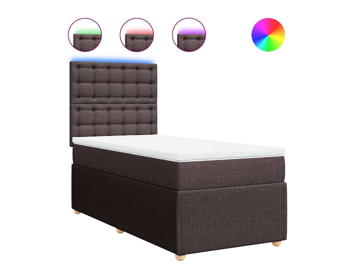 Cama com Molas e Colchão Tecido Castanho Escuro MAISON EXCLUSIVE (80x200 cm)