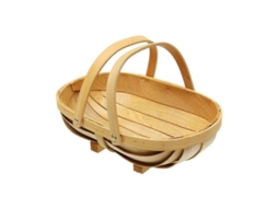 Cesta De Mão Dupla Japonesa De Madeira, Cor Mel, Tamanho M, Ideal Para Servir Comida E Armazenar Itens Pequenos