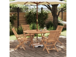 Vidaxl Conjunto De Jardim 5 Unid. Castanho Madeira De Teca Sólida