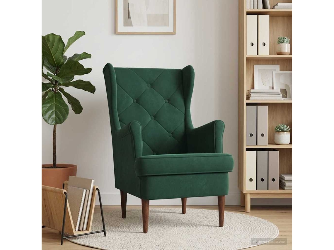 Vidaxl Poltrona Verde-escuro Veludo