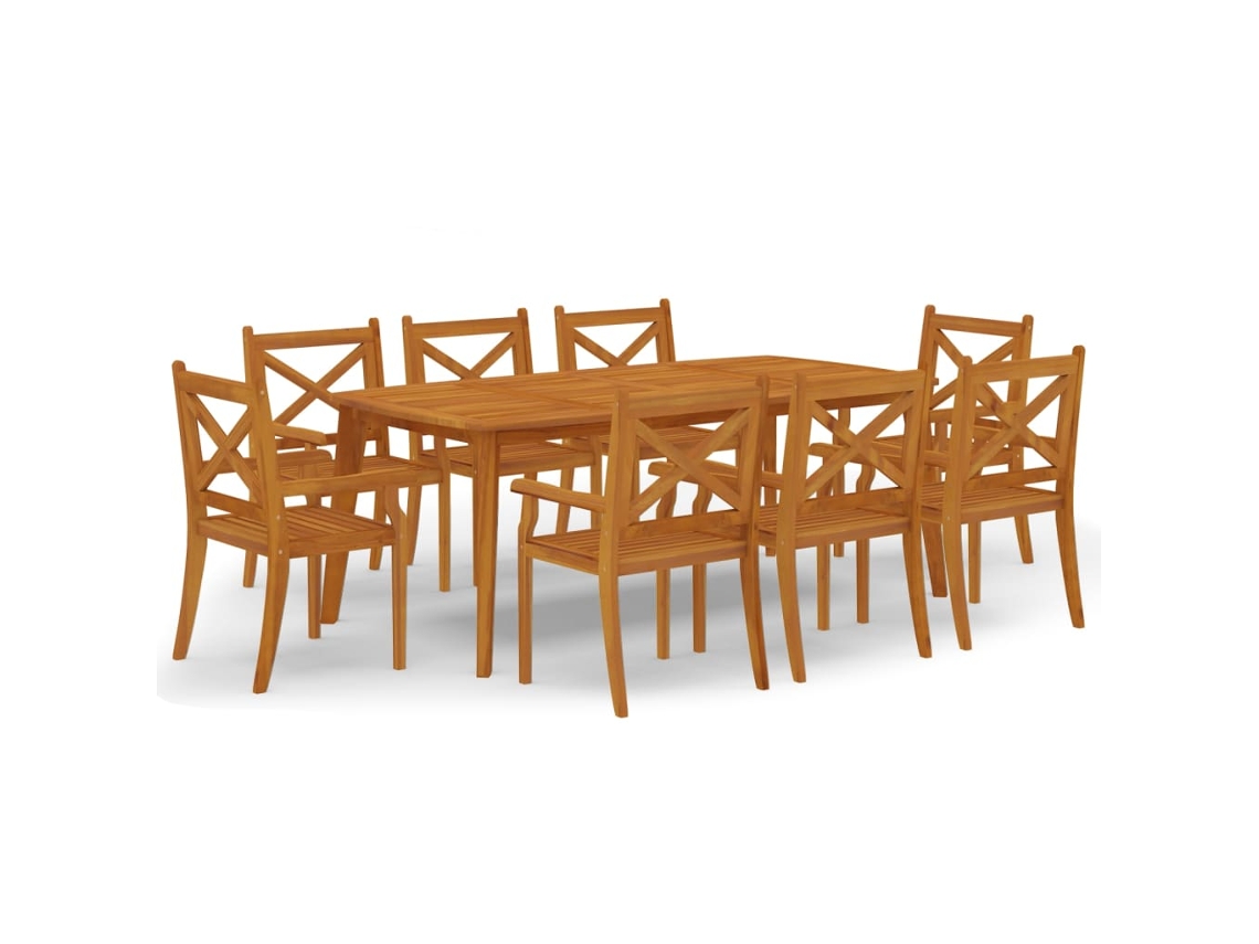 Garden Dining Set, Garden Dining Sets Vidaxl Marrom Madeira De Acácia (mesa Com 200 Cm De Comprimento)