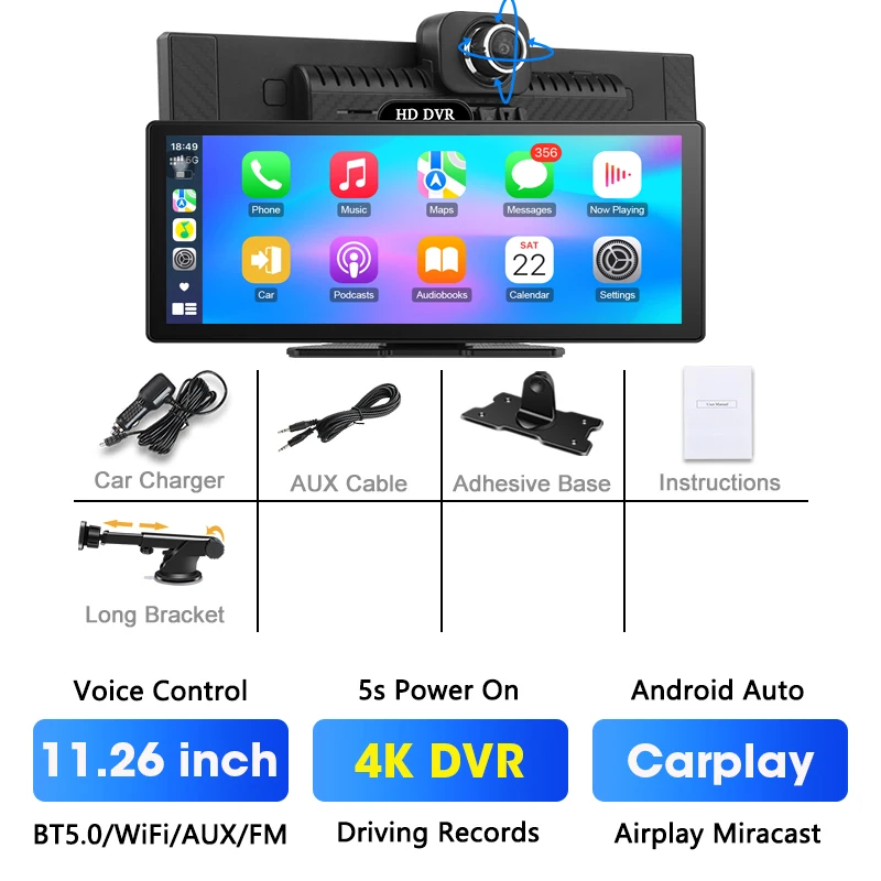 (câmera Frontal) Câmera Veicular De 11,26 Polegadas, Carplay Sem Fio 4k