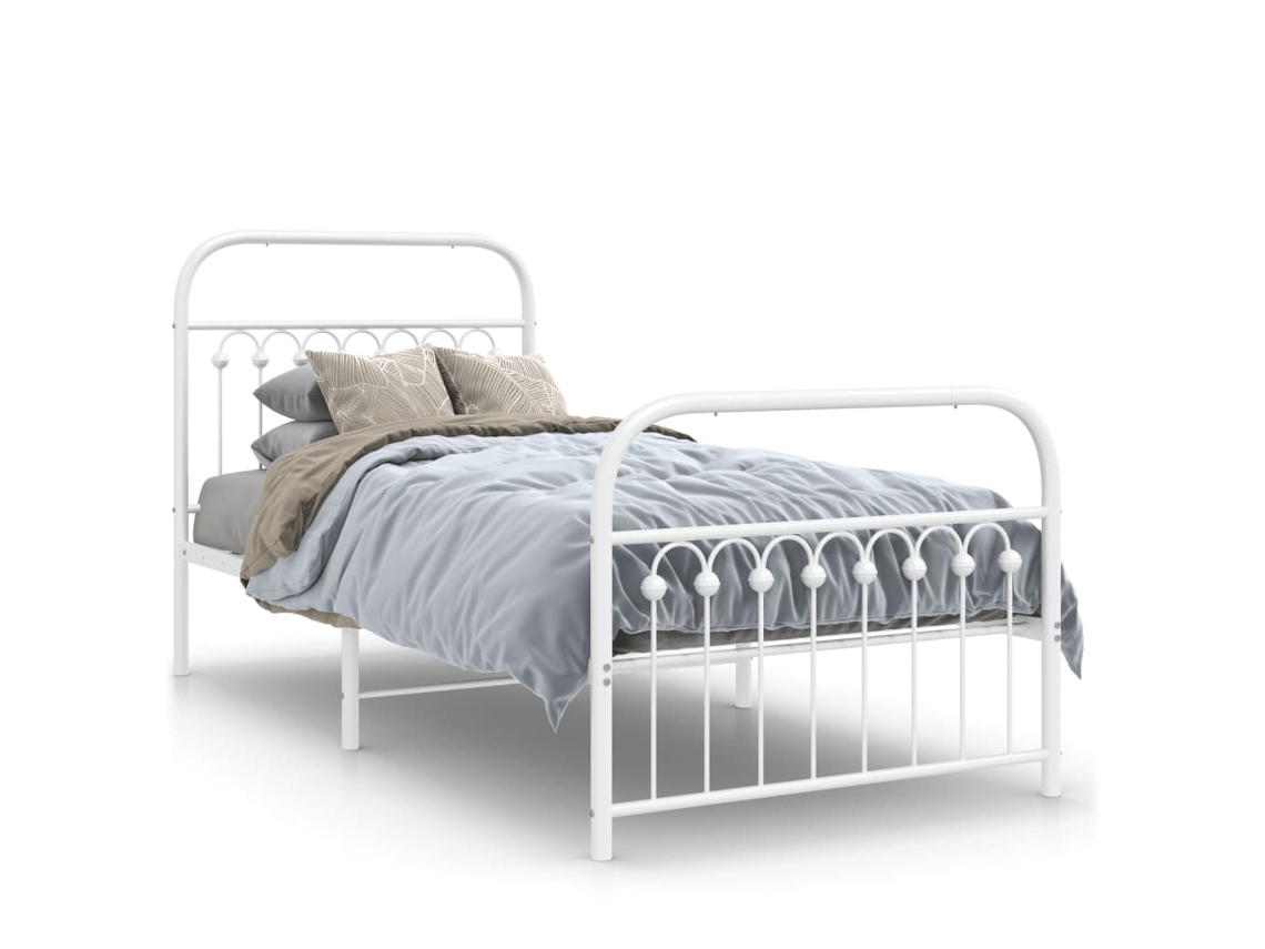 Estrutura de Cama com Cabeceira e Pés Metal Branco MAISON EXCLUSIVE 90x200 cm