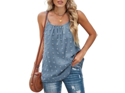 2026 top Camiseta Sem Mangas Casual para Mulher com Gola Redonda Solta de Poliéster