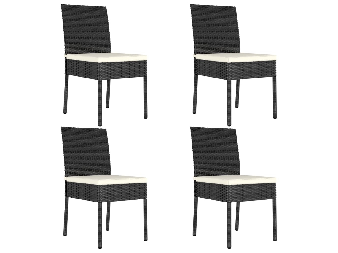 Vidaxl Cadeiras De Jantar Para Jardim 4 Pcs Vime Pe Preto