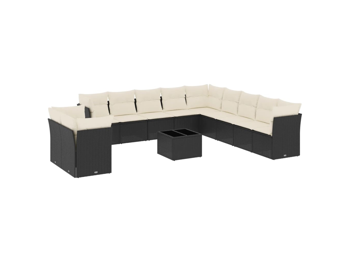 Conjunto 1 Conjunto De Sofás De Jardim Vidaxl Preto Vime Pe (55 X 55 X 37 Cm)