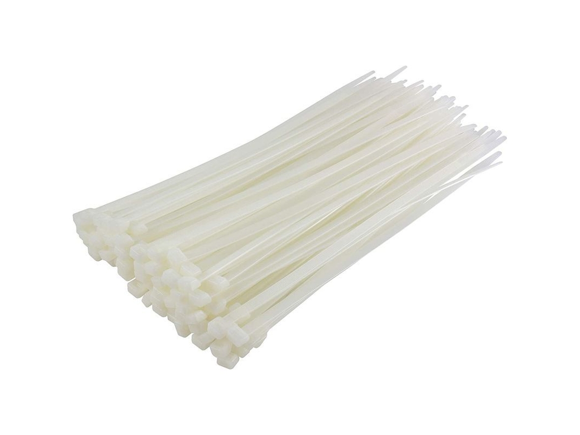 Yuru 100 Cable Ties Brancos e Naturais 200mm X 7.6mm Resistentes Alta Qualidade para Uso Comercial e Residencial
