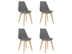 Vidaxl Cadeiras De Jantar 4 Pcs Plástico Cinzento