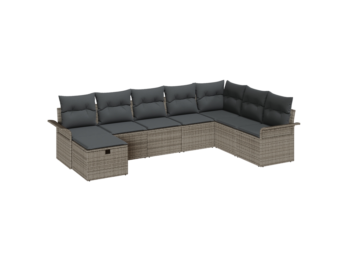 Conjunto 8 Assentos Exteriores Vidaxl Cinzento Vime Pe (297,5 X 187,5 X 85 Cm)