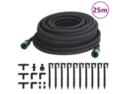 Vidaxl Mangueira Para Rega Gota-a-gota De Jardim 25 M Borracha Preto
