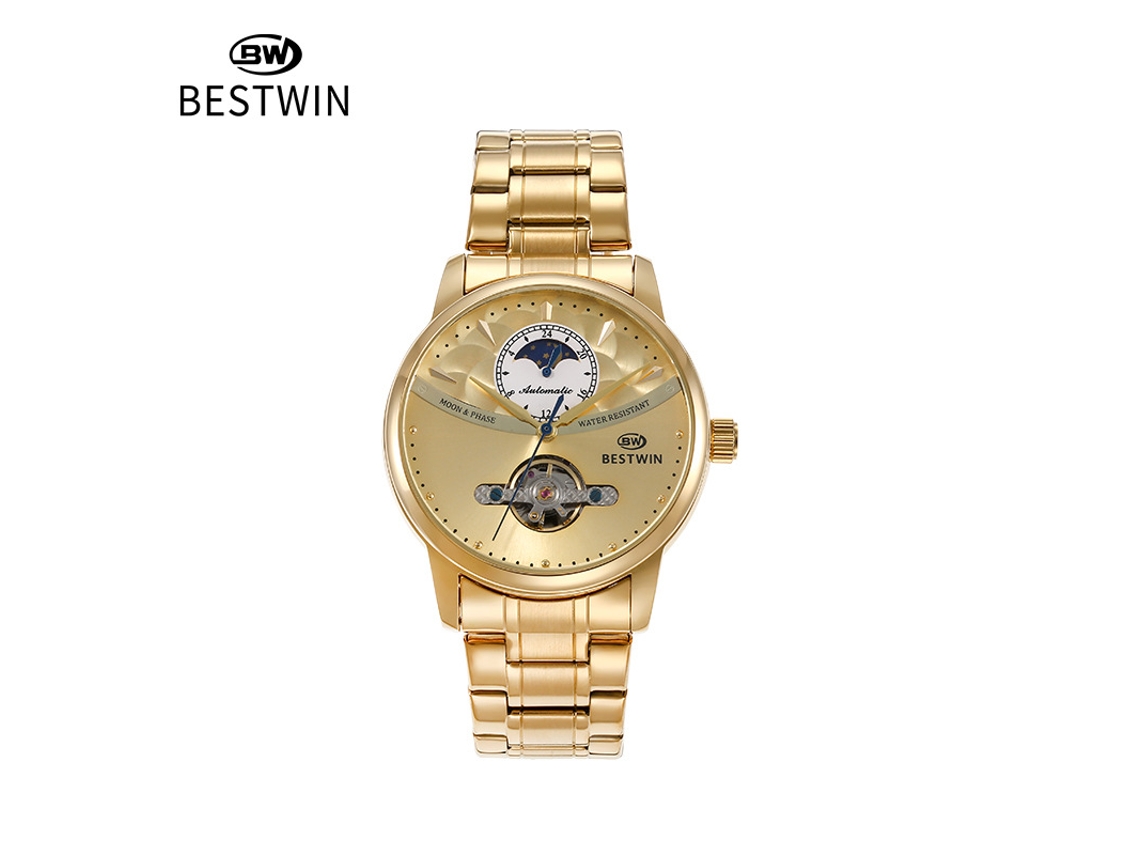 Relógio Masculino Mecânico Esqueleto MDUG (dourado)