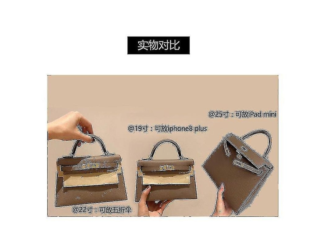 Bolsa feminina S/MARCA em couro, modelo mini Kelly de segunda geração, com data e aba macia.