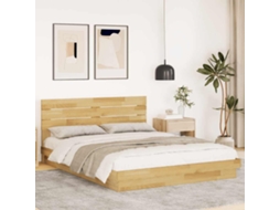 Vidaxl Estrutura Cama Cabeceira Sem Colchão 150x200 Cm Maciça Carvalho