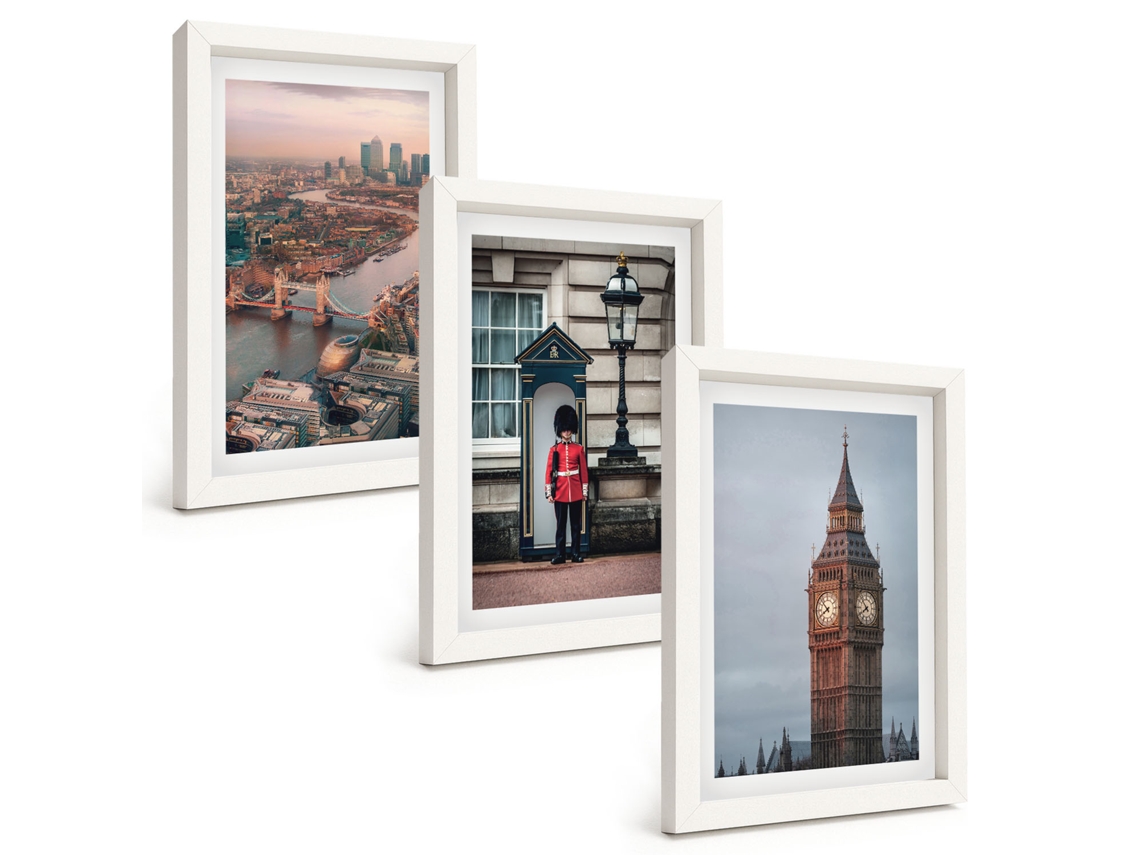 Composição De Quadros Londres, Ponte, Guarda, Big Ben Espelharte (3 Peças 20x30 Cm)