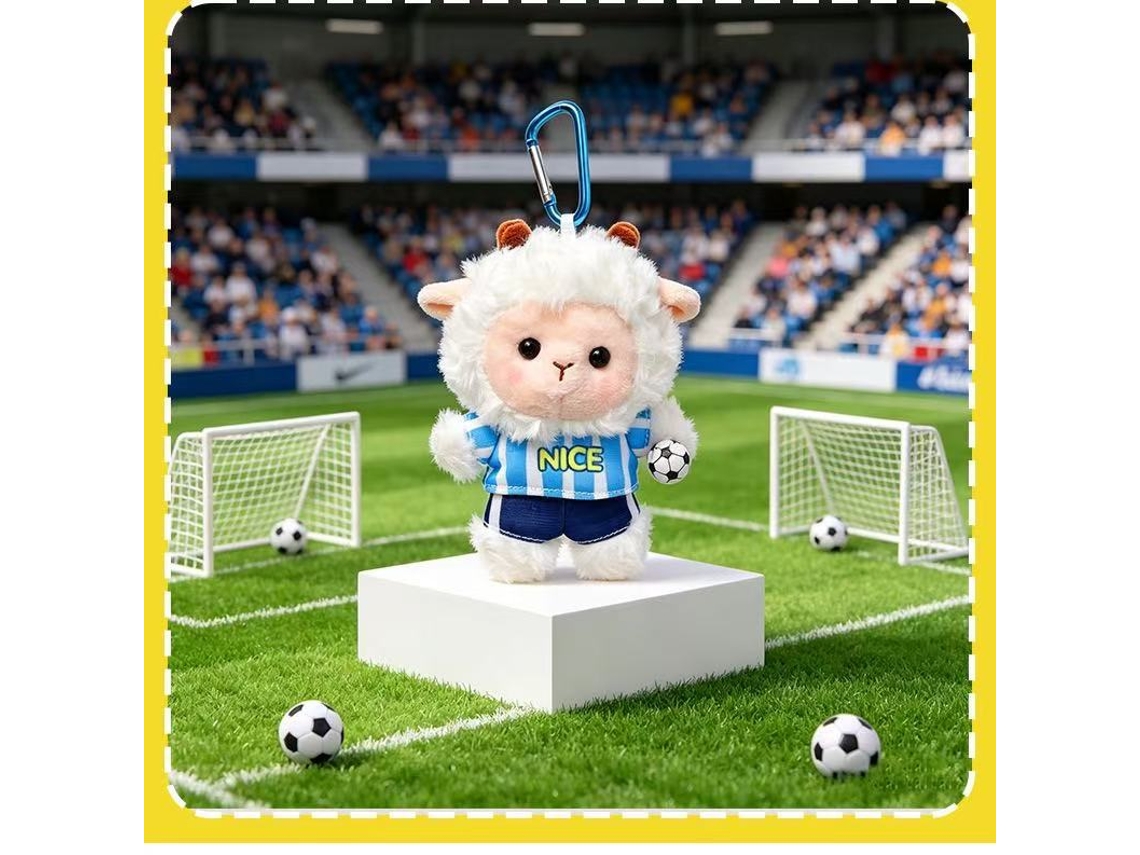 Chaveiro peluche ovelha listrada Nice, colecionável, presente, futebol, premium STELASPLEN