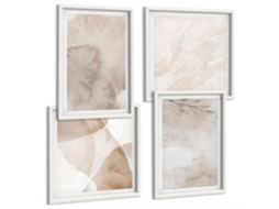 Composição De Quadros Tintas De Aquarela Texturas Boho Espelharte (4 Peças)