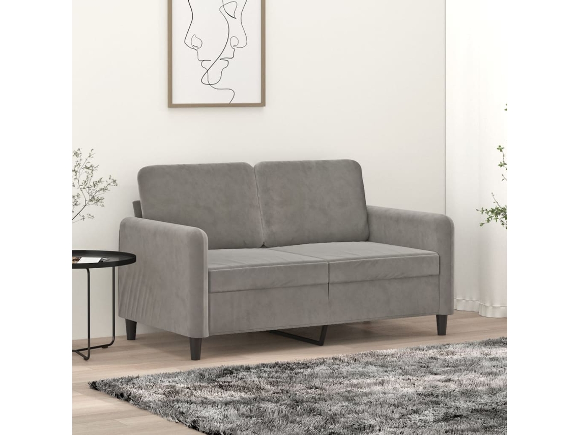 Vidaxl Sofá De 2 Lugares 120 Cm Veludo Cinzento-claro