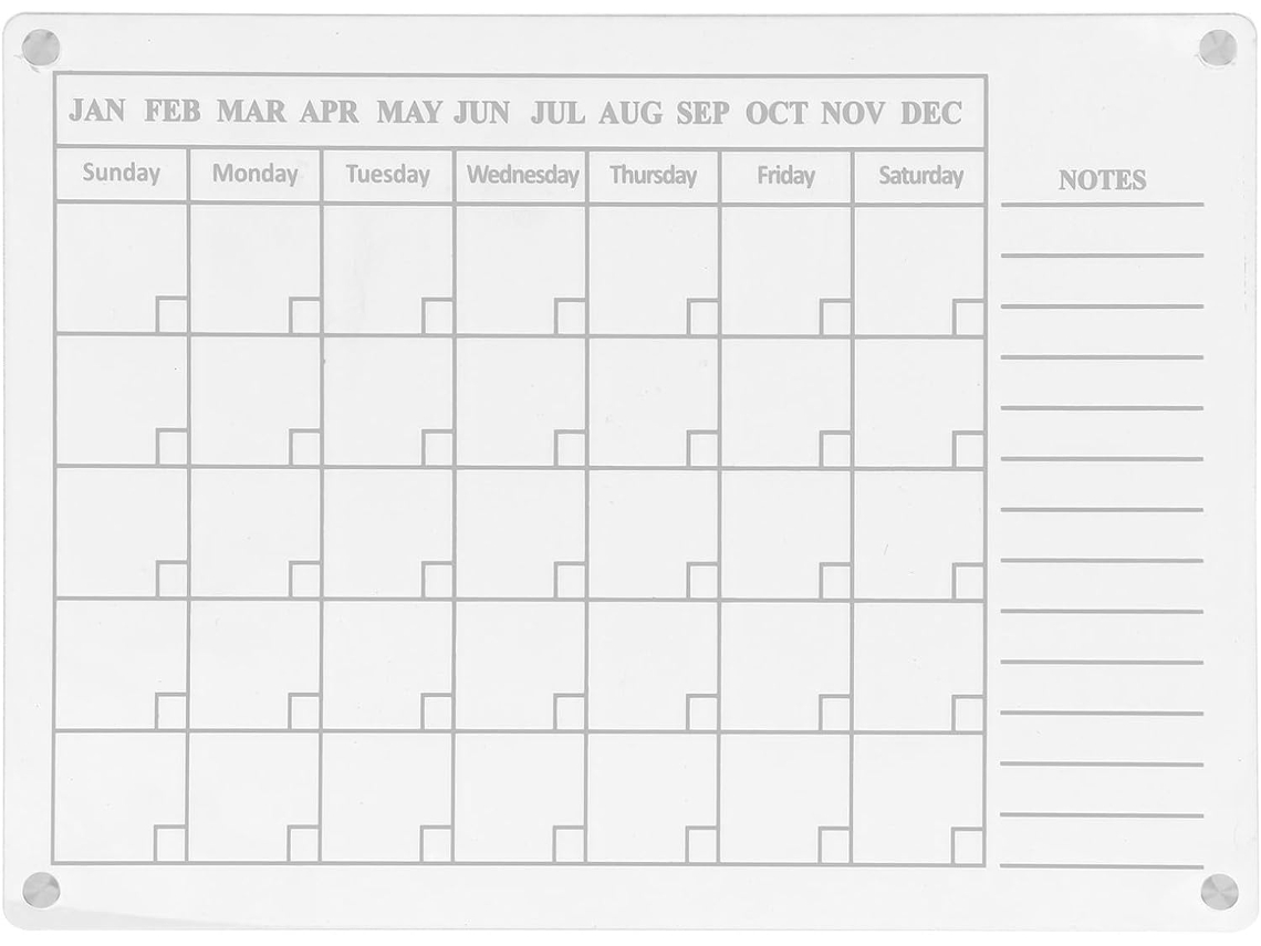 Calendário Magnético Tableau Effaçable À Sec Para Refrigeração Em Acrílico Fácil De Limpar, Escritório E