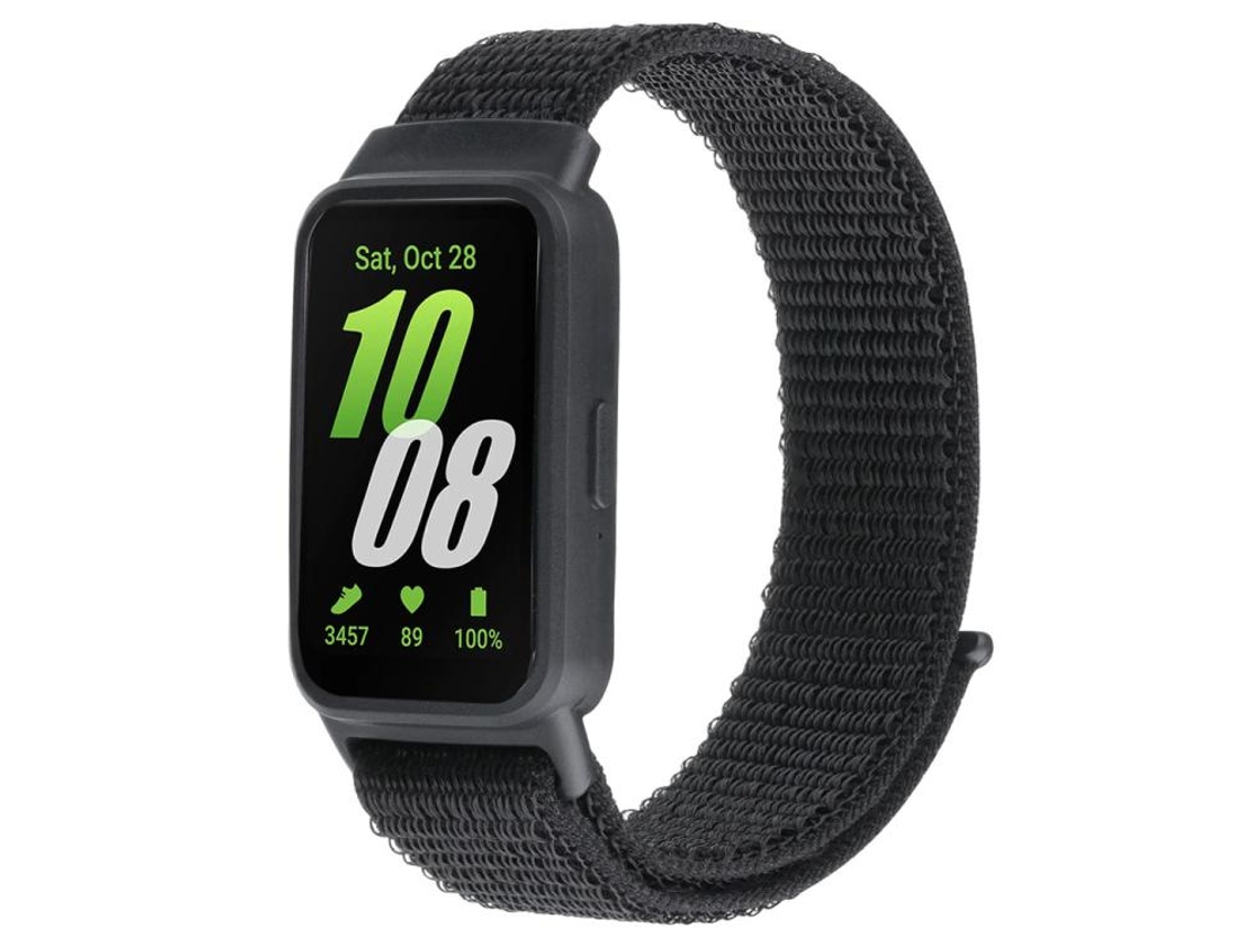 Bracelete Para Samsung Galaxy Fit 3 - Com Fecho De Nylon Integrado - Preta
