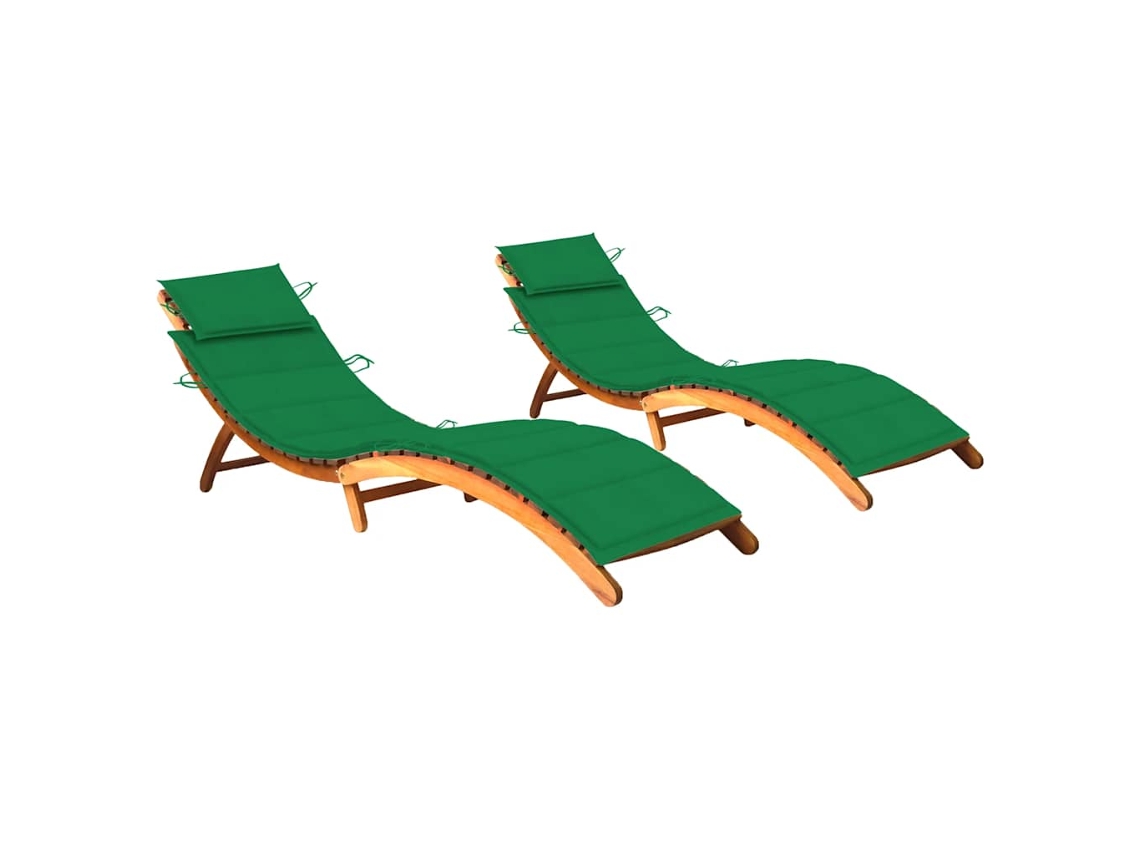 Vidaxl Espreguiçadeiras Com Almofadões 2 Pcs Madeira De Acácia Maciça