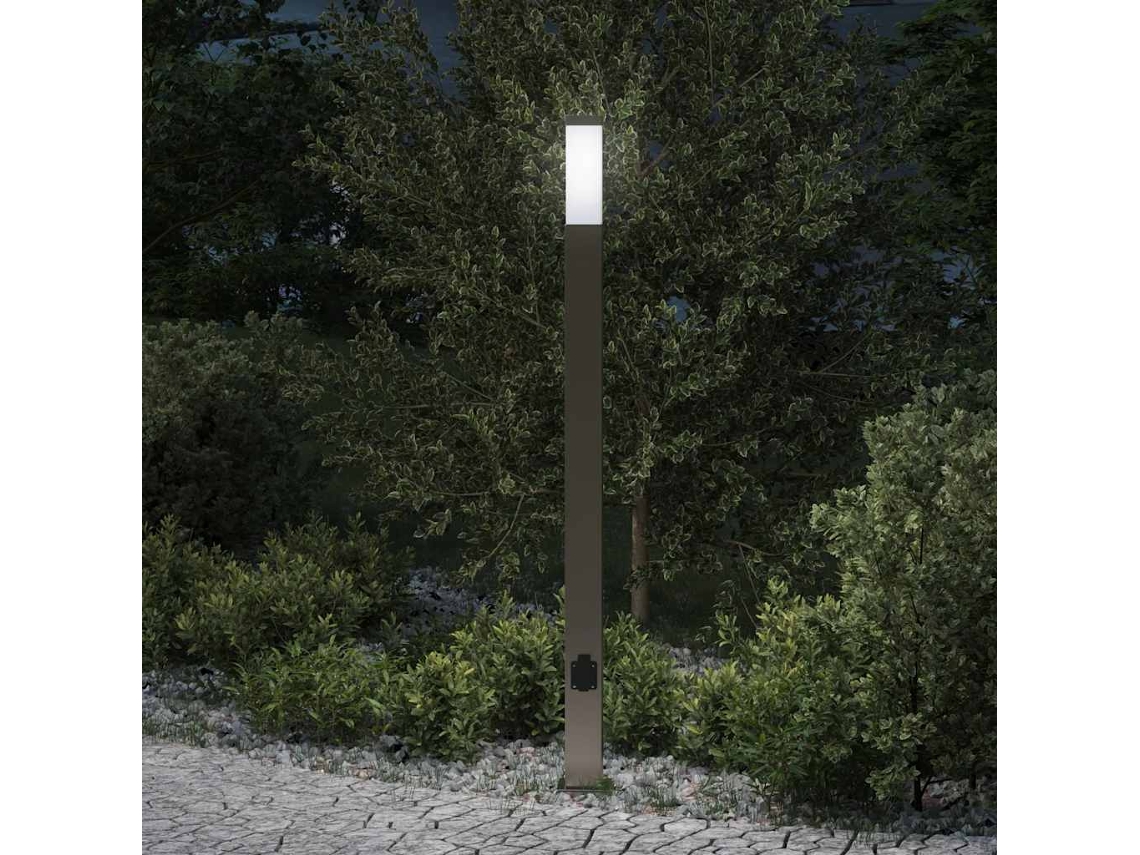 Vidaxl Luminária De Poste Com Tomada, 110 Cm, Aço Inoxidável, Ip44