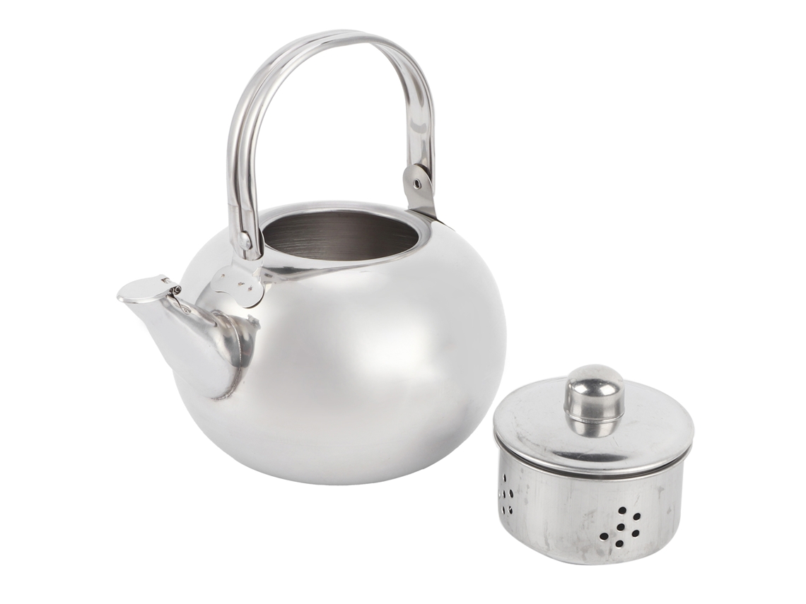 Tetera De Acero Inoxidable 304 Fondo Plano 1l Para Cocina Inducción Con Filtro Plata 14cm