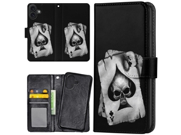 Capa Carteira Para Iphone 17 Com Estampa De Caveira E Baralho De Cartas.